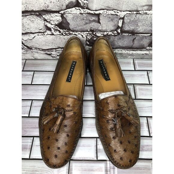 Magnanni Tobacco Ostrich Brown Leather Tassel Dress Loafers Men’s Sz 9M US/42EU main image 8
